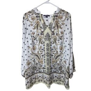 Roaman's Notch Neck Flowy Blouse, 16W
